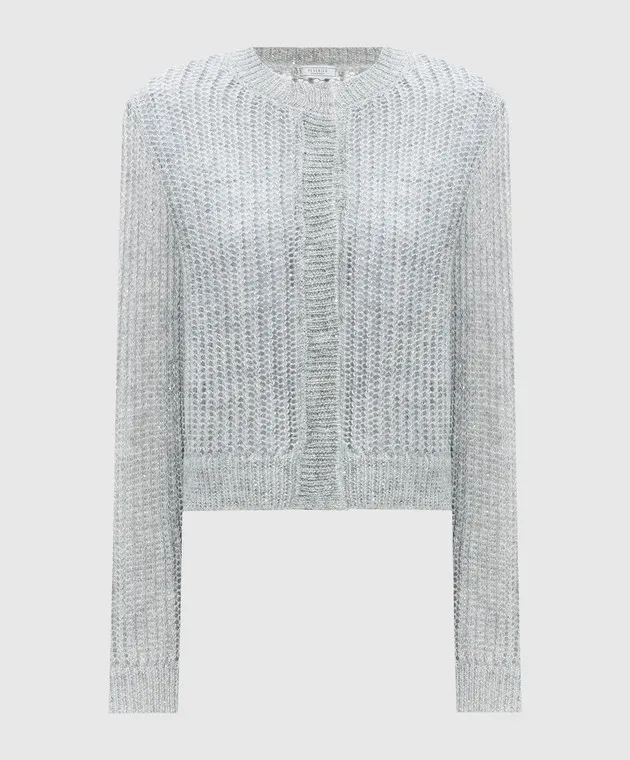 Peserico Gray wool cardigan with sequins