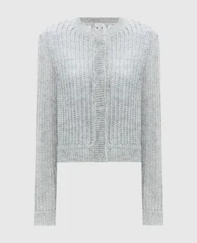 Peserico Gray wool cardigan with sequins