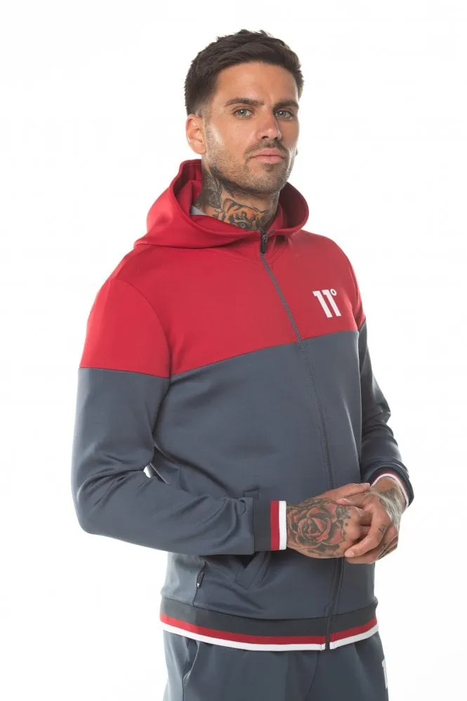 RIBBED FULL ZIP POLY TRACK TOP WITH HOOD ANTHRACITE/ SKI PATROL