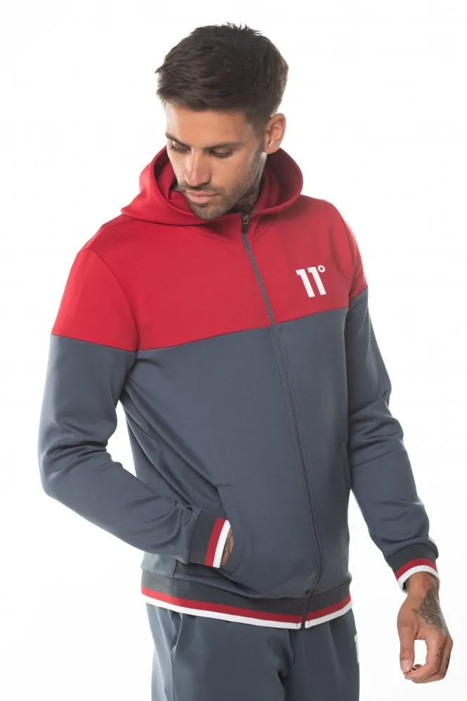 RIBBED FULL ZIP POLY TRACK TOP WITH HOOD ANTHRACITE/ SKI PATROL