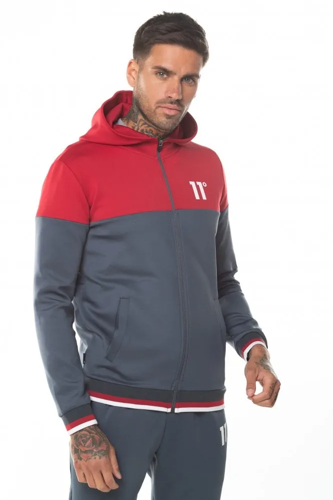 RIBBED FULL ZIP POLY TRACK TOP WITH HOOD ANTHRACITE/ SKI PATROL