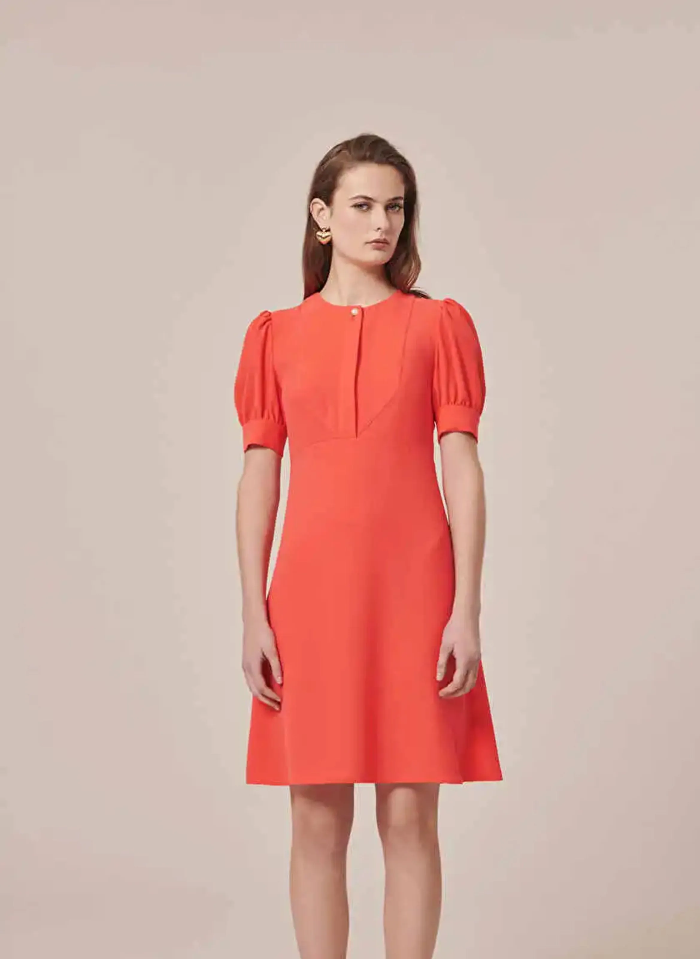 ROUCOULE - Vestido trapecio corto en naranja