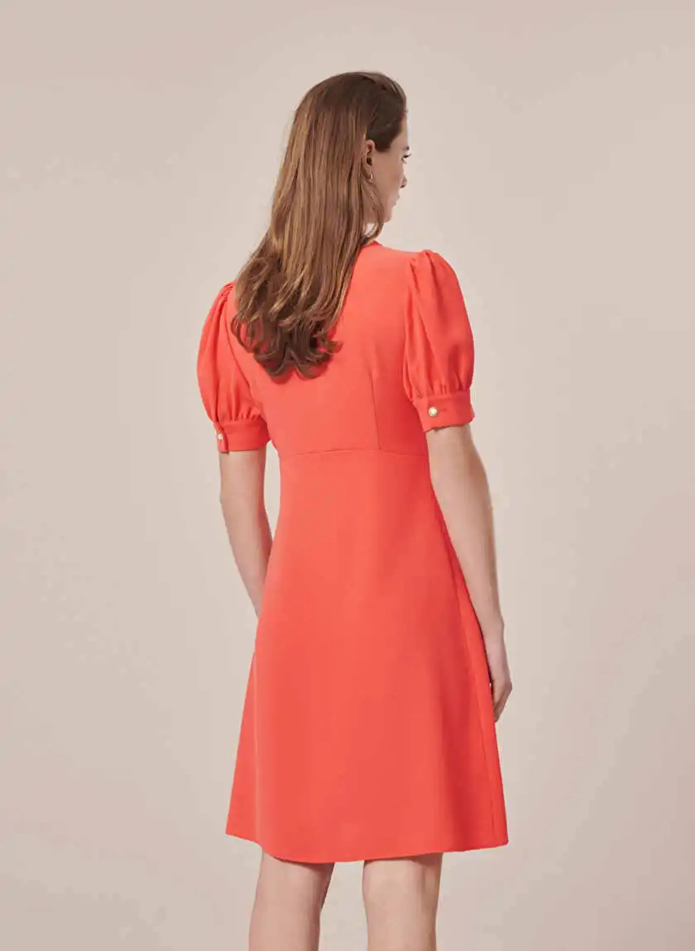 ROUCOULE - Vestido trapecio corto en naranja