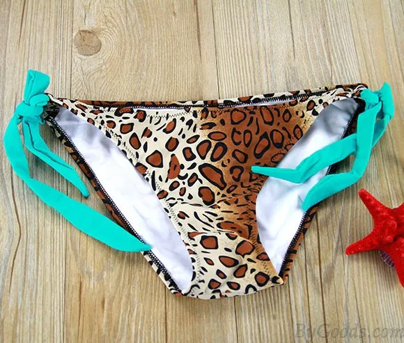 Sexy Leopard Bow Steel Ring Bikini Swimsuit