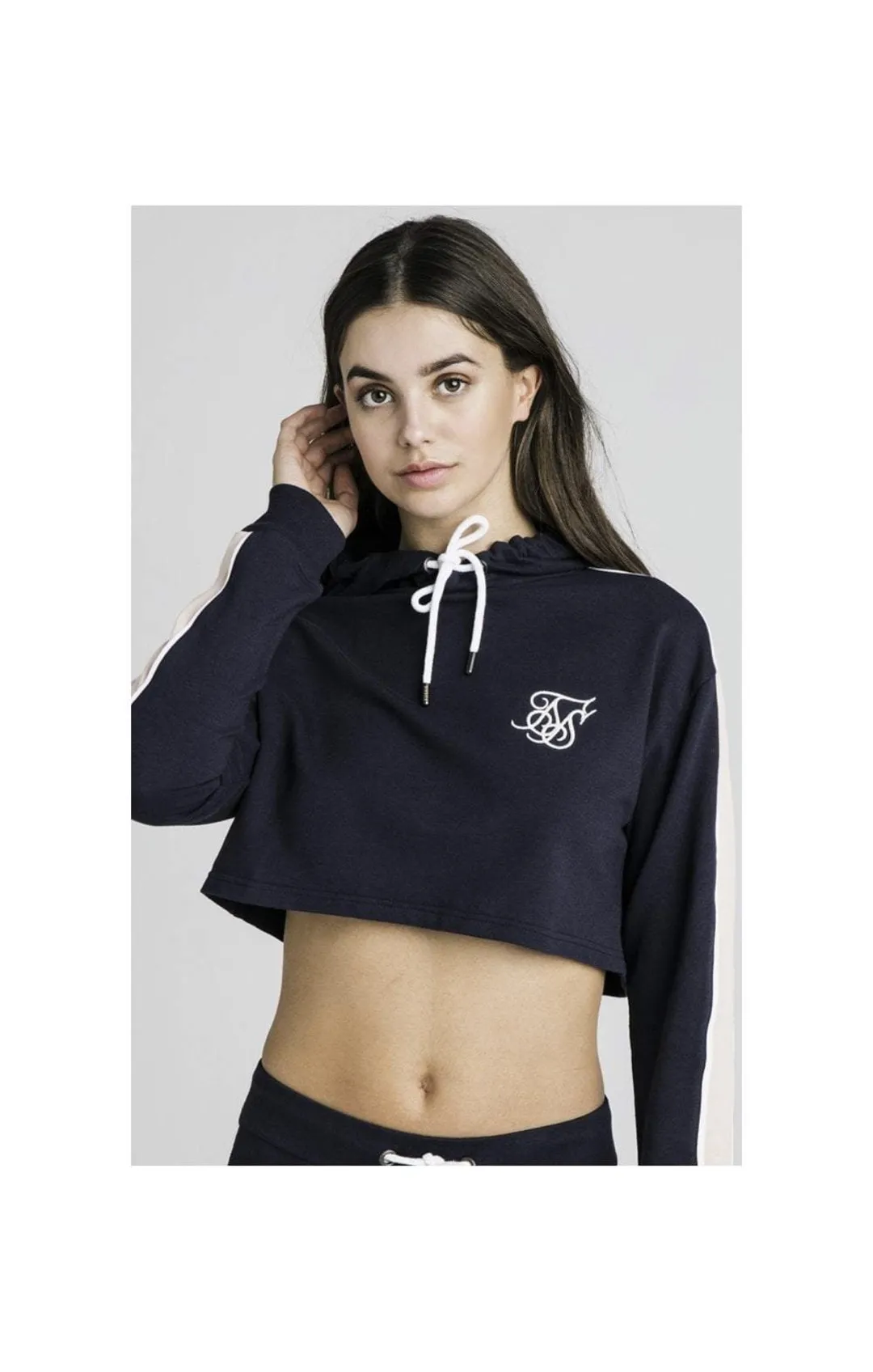 SIKSILK Sudadera corta con capucha color marino