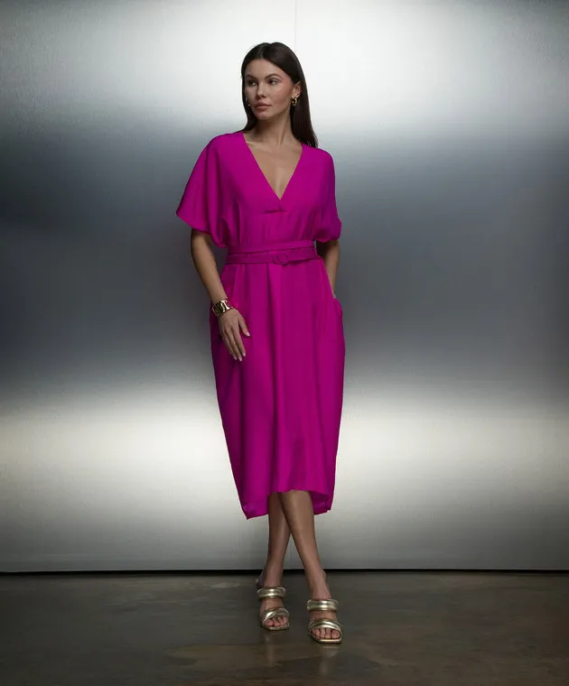 Simonetta Ravizza SIMETO pink silk dress with belt