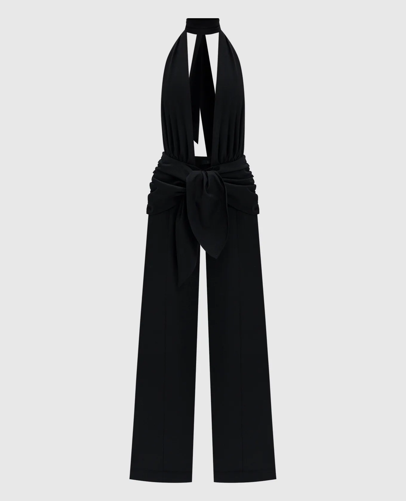 SSHEENA Black Passiv Draped Wool Jumpsuit