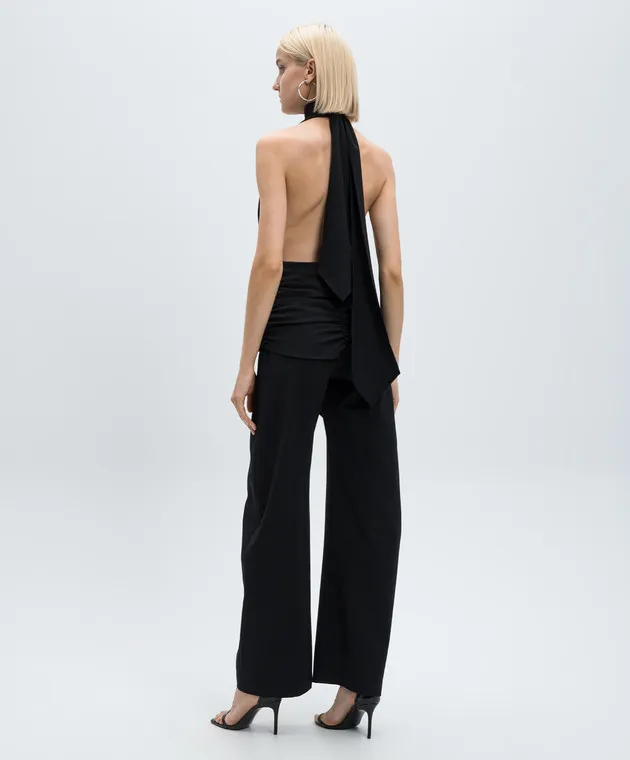 SSHEENA Black Passiv Draped Wool Jumpsuit