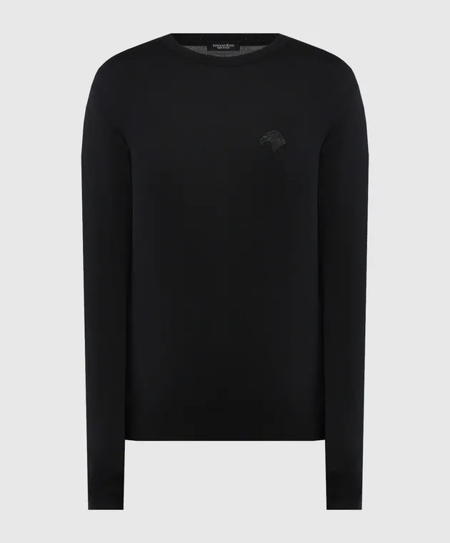 Stefano Ricci Black wool jumper with logo