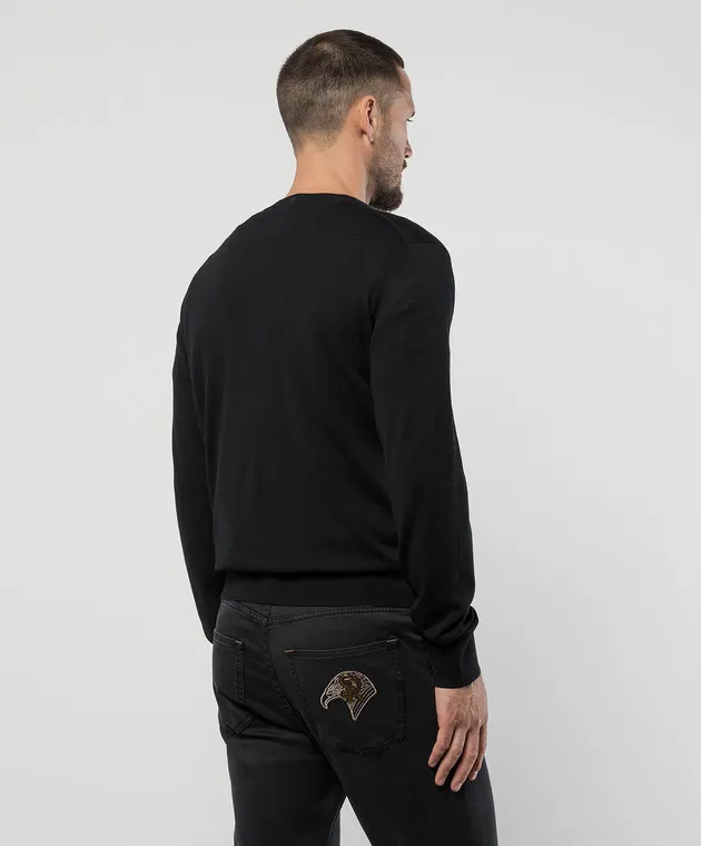 Stefano Ricci Black wool jumper with logo