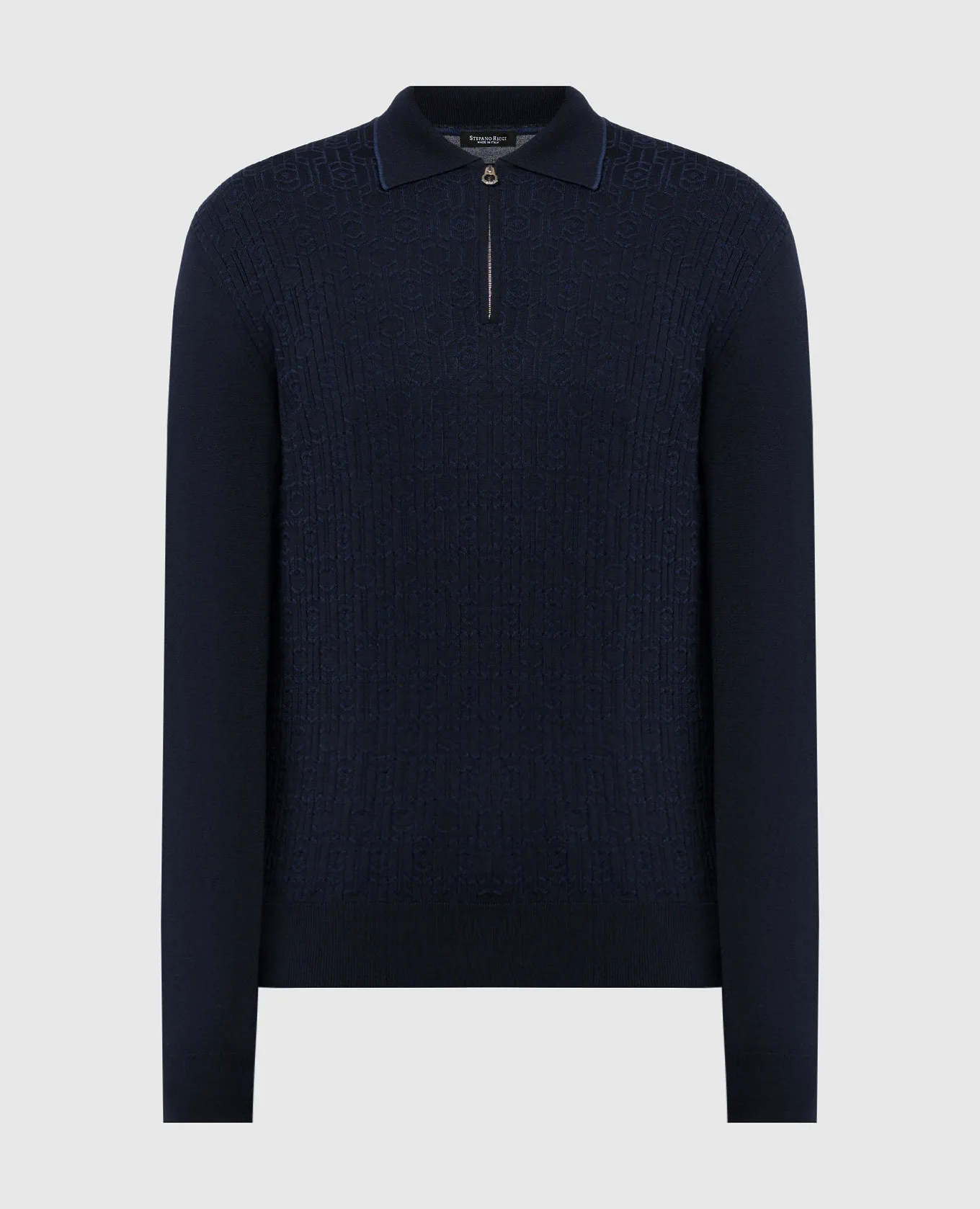 Stefano Ricci Blue wool and silk jumper with a textured pattern