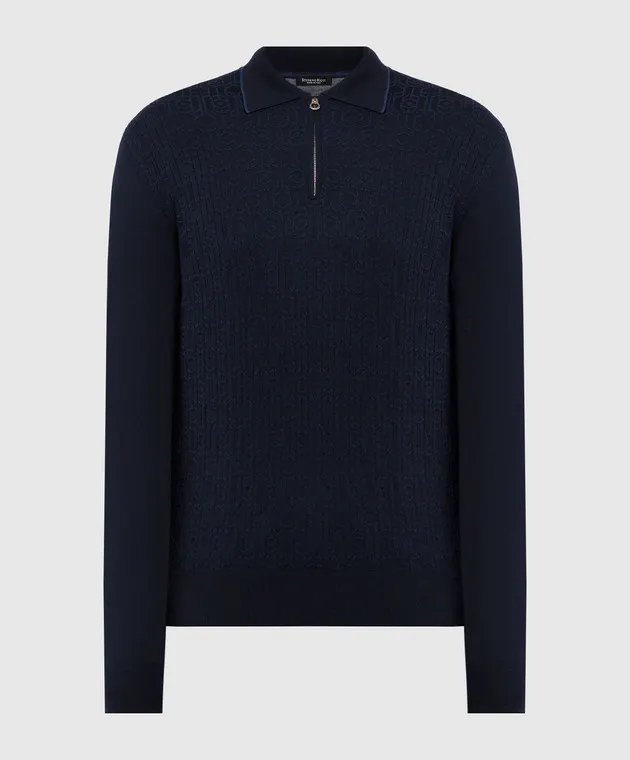 Stefano Ricci Blue wool and silk jumper with a textured pattern