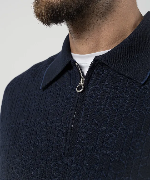 Stefano Ricci Blue wool and silk jumper with a textured pattern