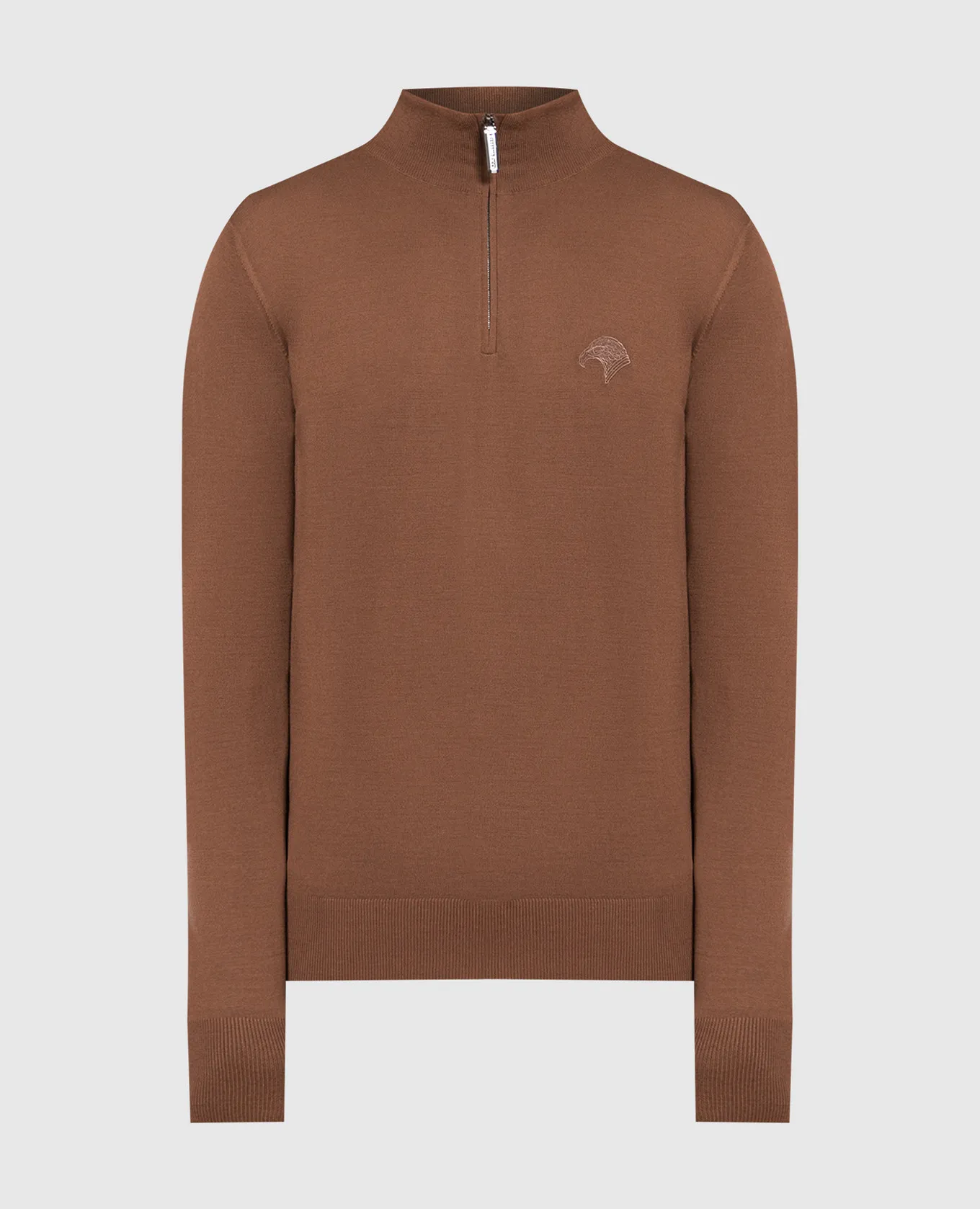 Stefano Ricci Brown wool jumper with logo embroidery