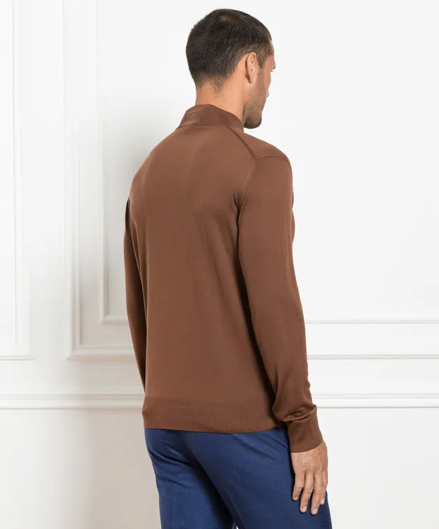 Stefano Ricci Brown wool jumper with logo embroidery