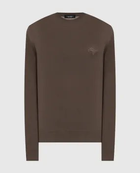 Stefano Ricci Brown wool jumper with logo