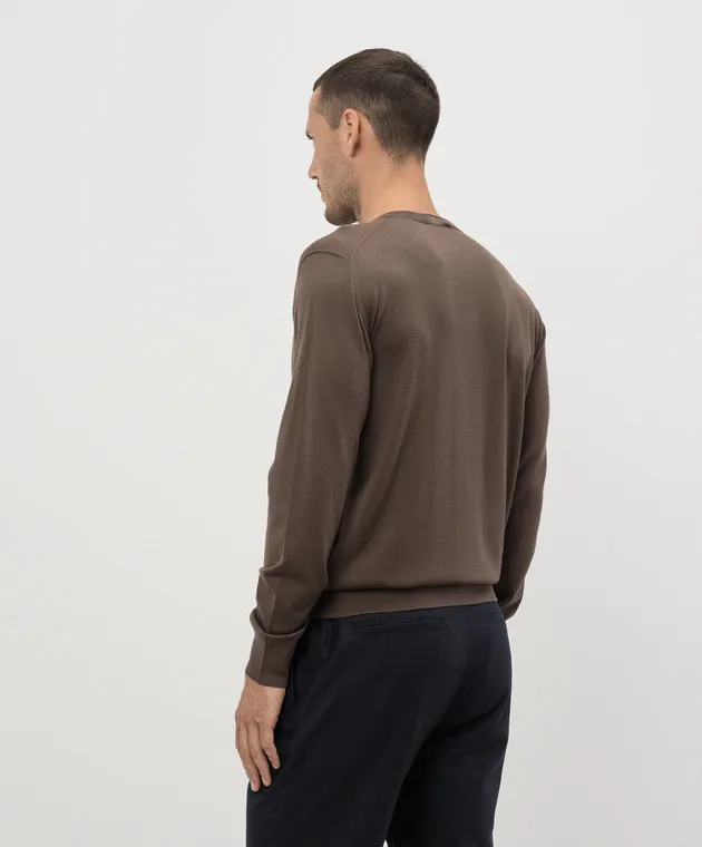 Stefano Ricci Brown wool jumper with logo