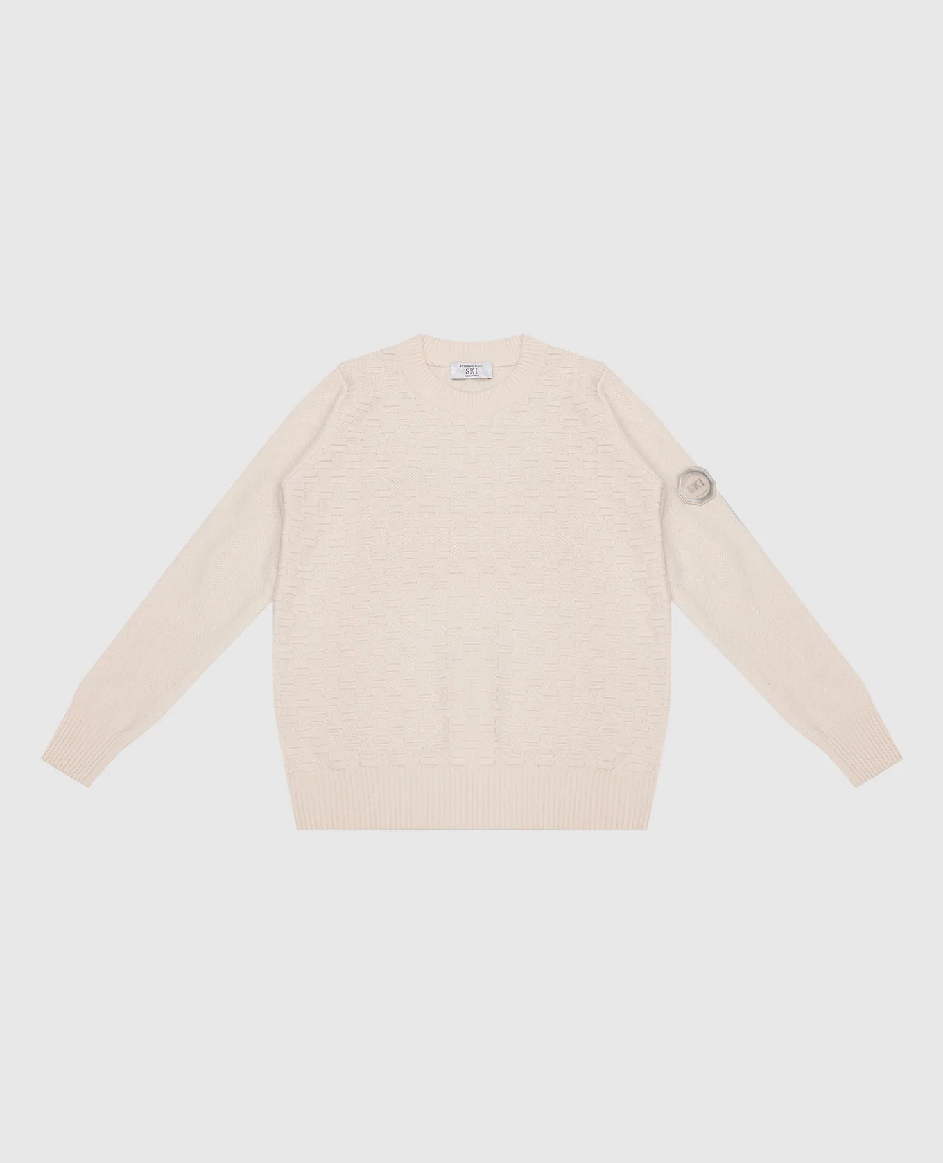 Stefano Ricci Children's beige jumper made of cashmere in a textured pattern