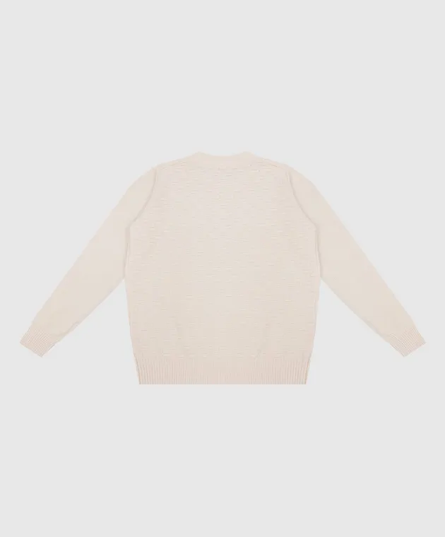 Stefano Ricci Children's beige jumper made of cashmere in a textured pattern