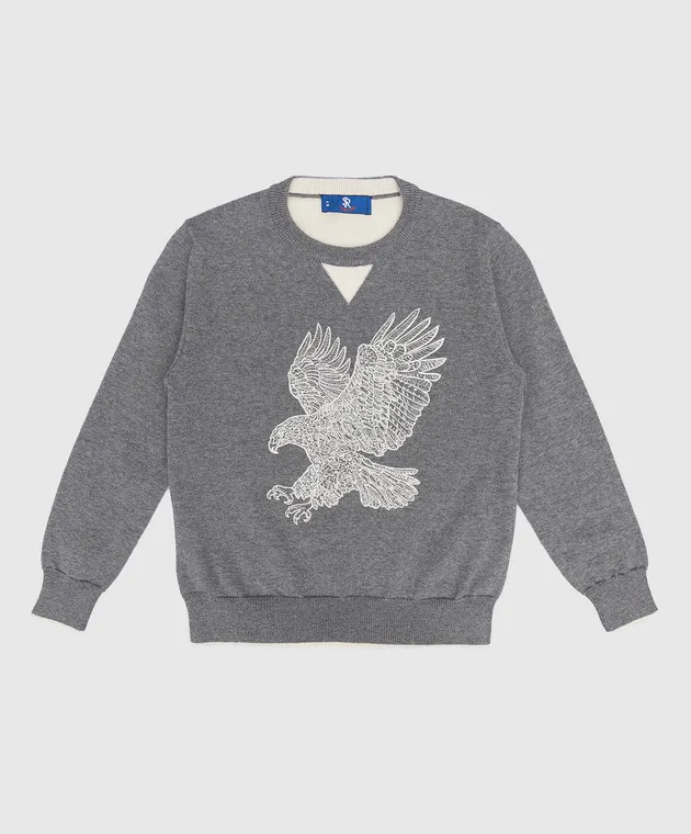 Stefano Ricci Children's gray wool jumper with logo embroidery