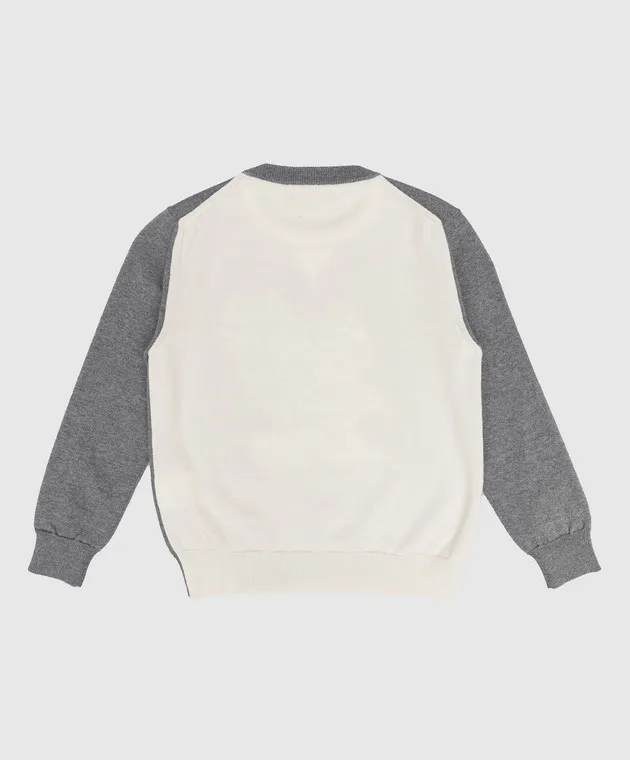 Stefano Ricci Children's gray wool jumper with logo embroidery