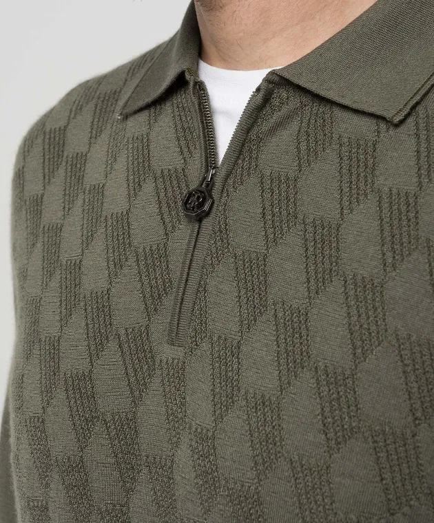 Stefano Ricci Green jumper made of cashmere and silk in a textured pattern