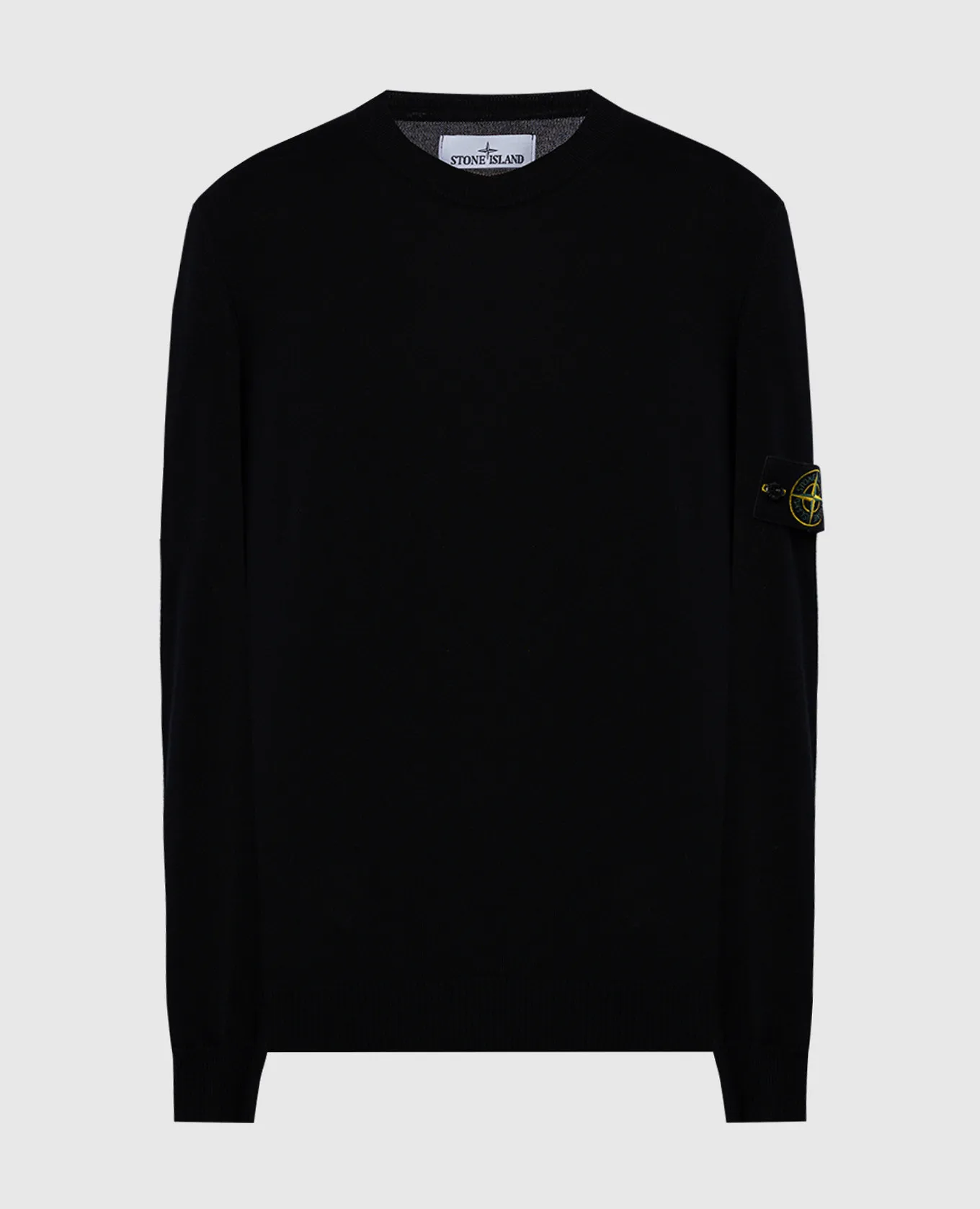 Stone Island Black wool jumper with logo patch