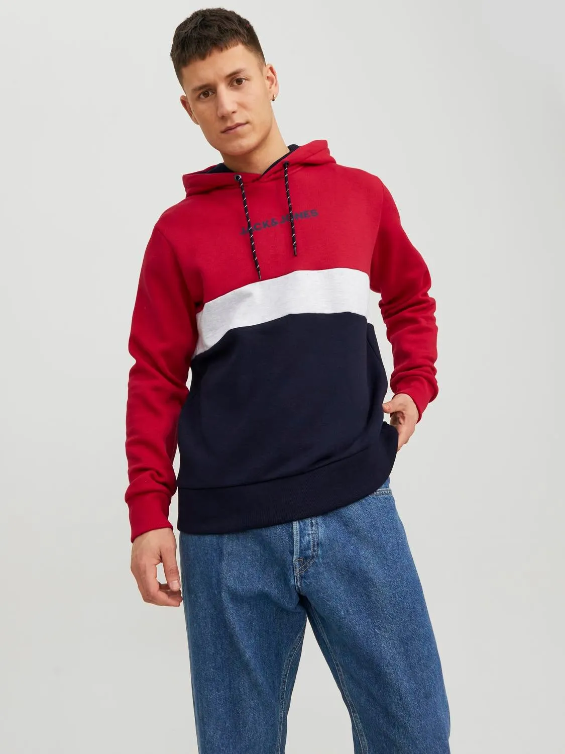 Sudadera con capucha Bloques de color | Rojo oscuro | Jack & Jones®