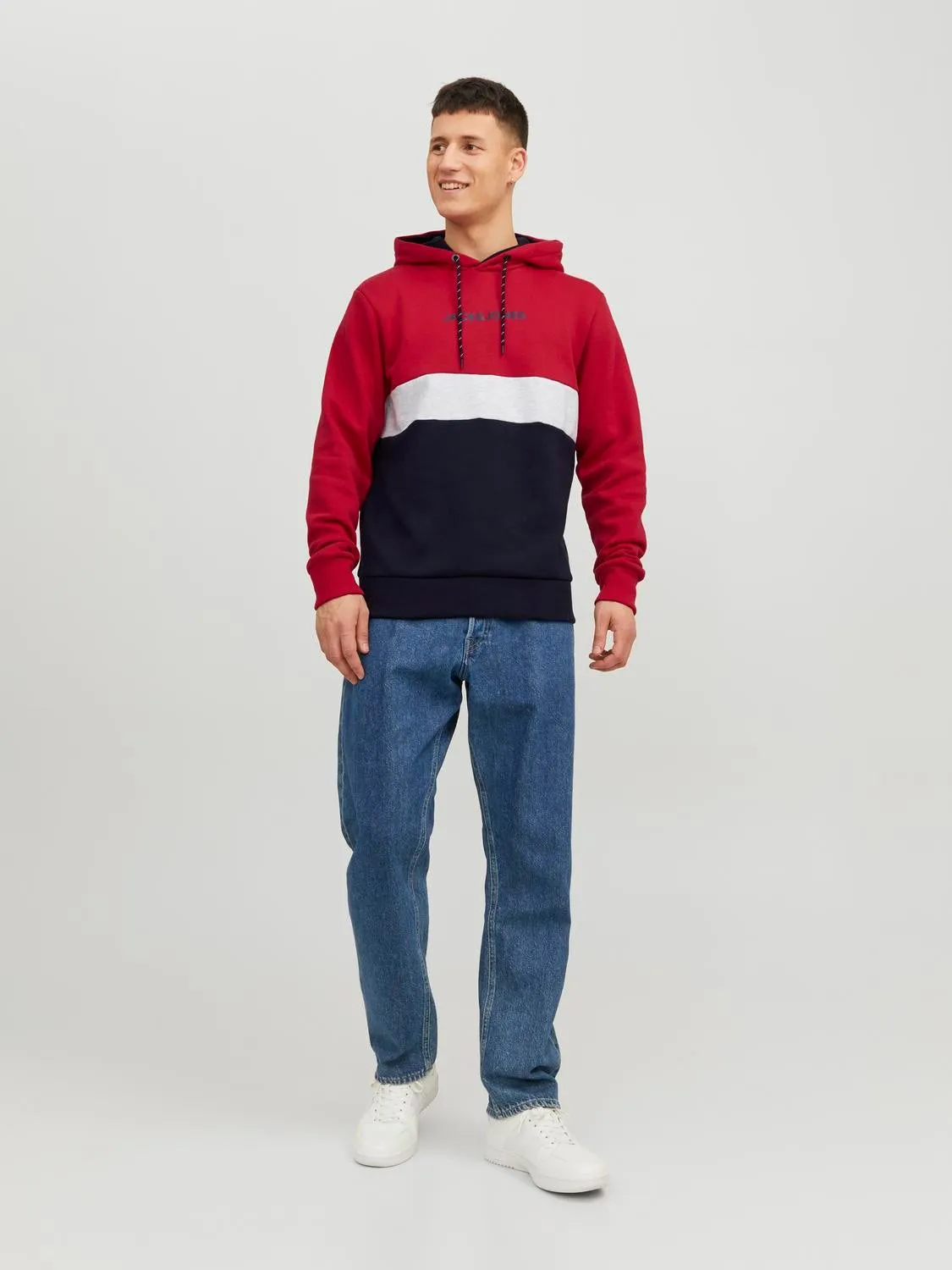 Sudadera con capucha Bloques de color | Rojo oscuro | Jack & Jones®