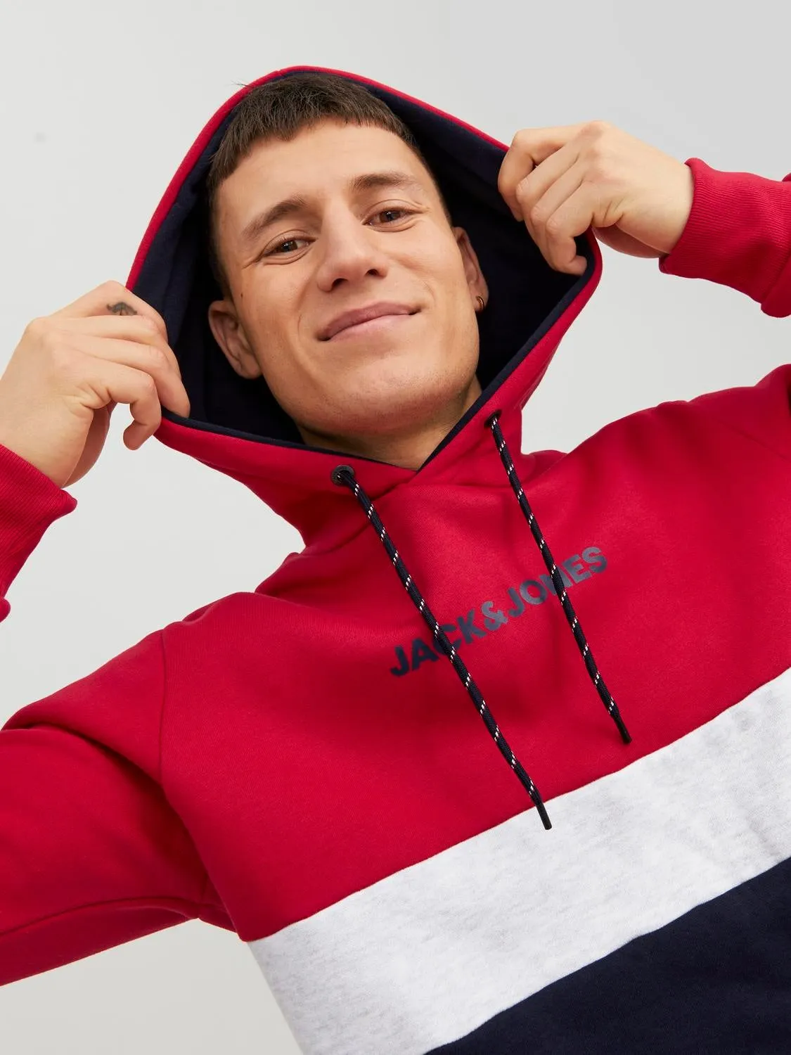 Sudadera con capucha Bloques de color | Rojo oscuro | Jack & Jones®