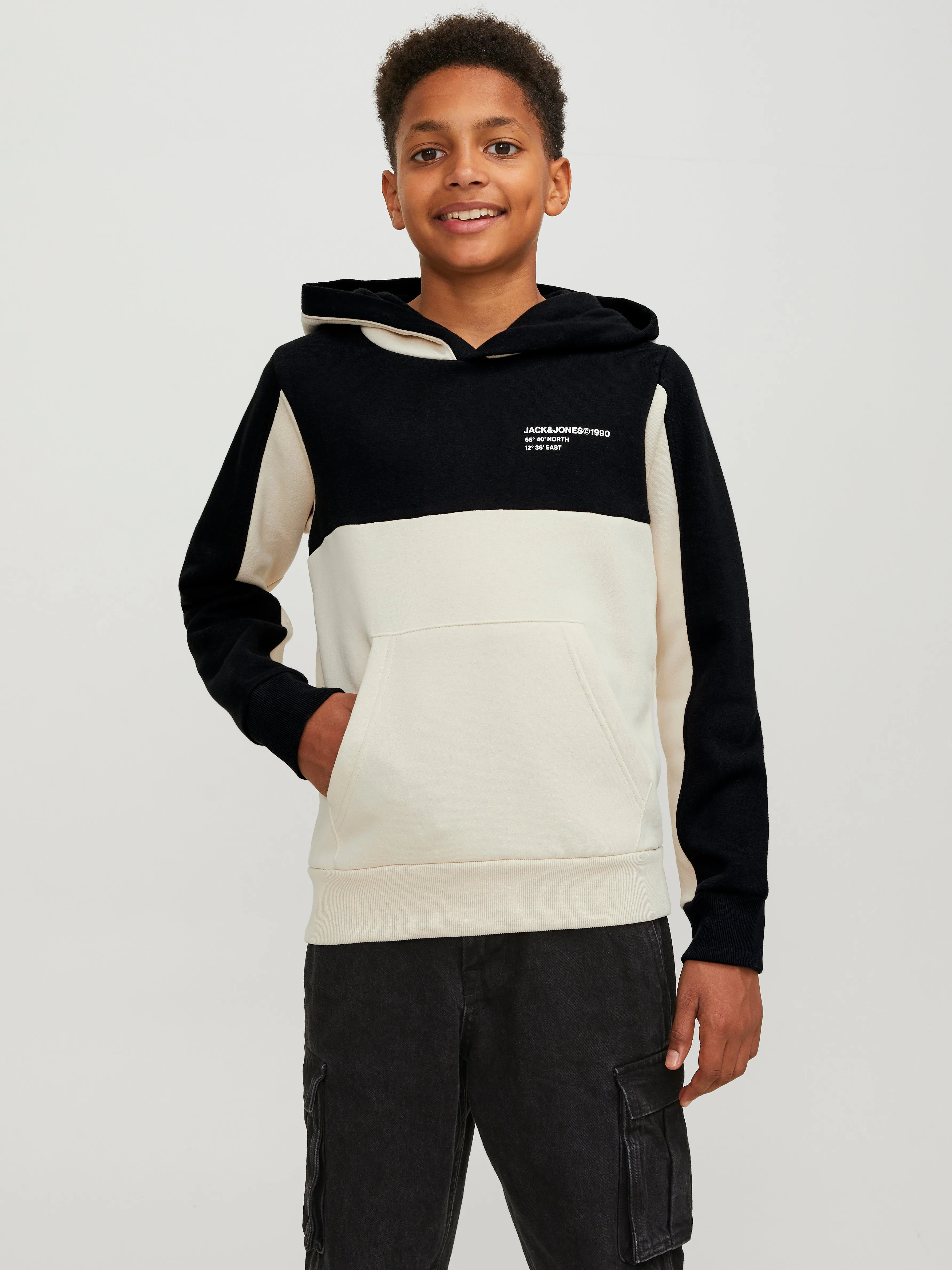 Sudadera con capucha Bloques de color Junior | Beige | Jack & Jones®