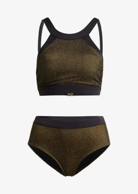 Sujetador de bikini bustier Negro-oro