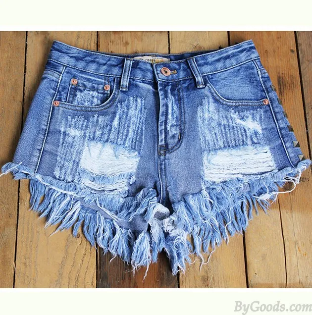 Summer Sexy High Waist Denim Shorts Jeans Women Plus Size Hot Rivet Shorts 