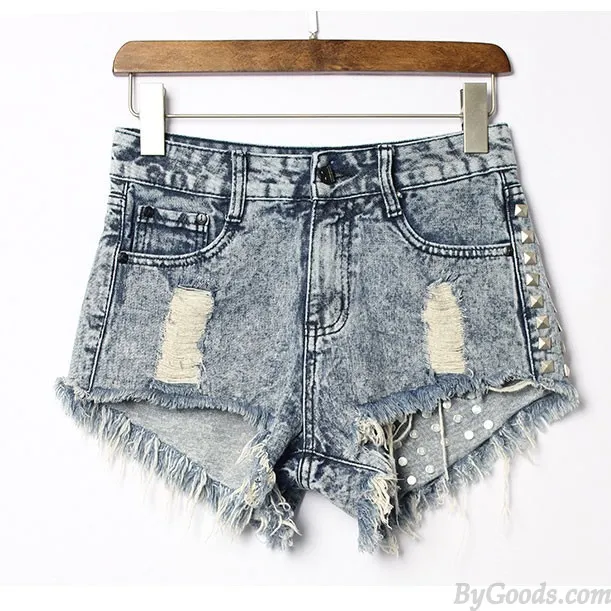 Summer Sexy High Waist Denim Shorts Jeans Women Plus Size Hot Rivet Shorts 