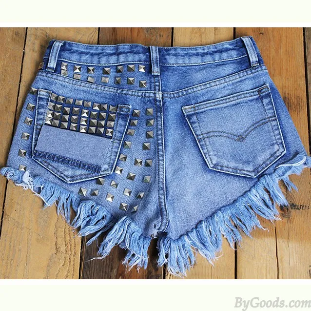 Summer Sexy High Waist Denim Shorts Jeans Women Plus Size Hot Rivet Shorts 