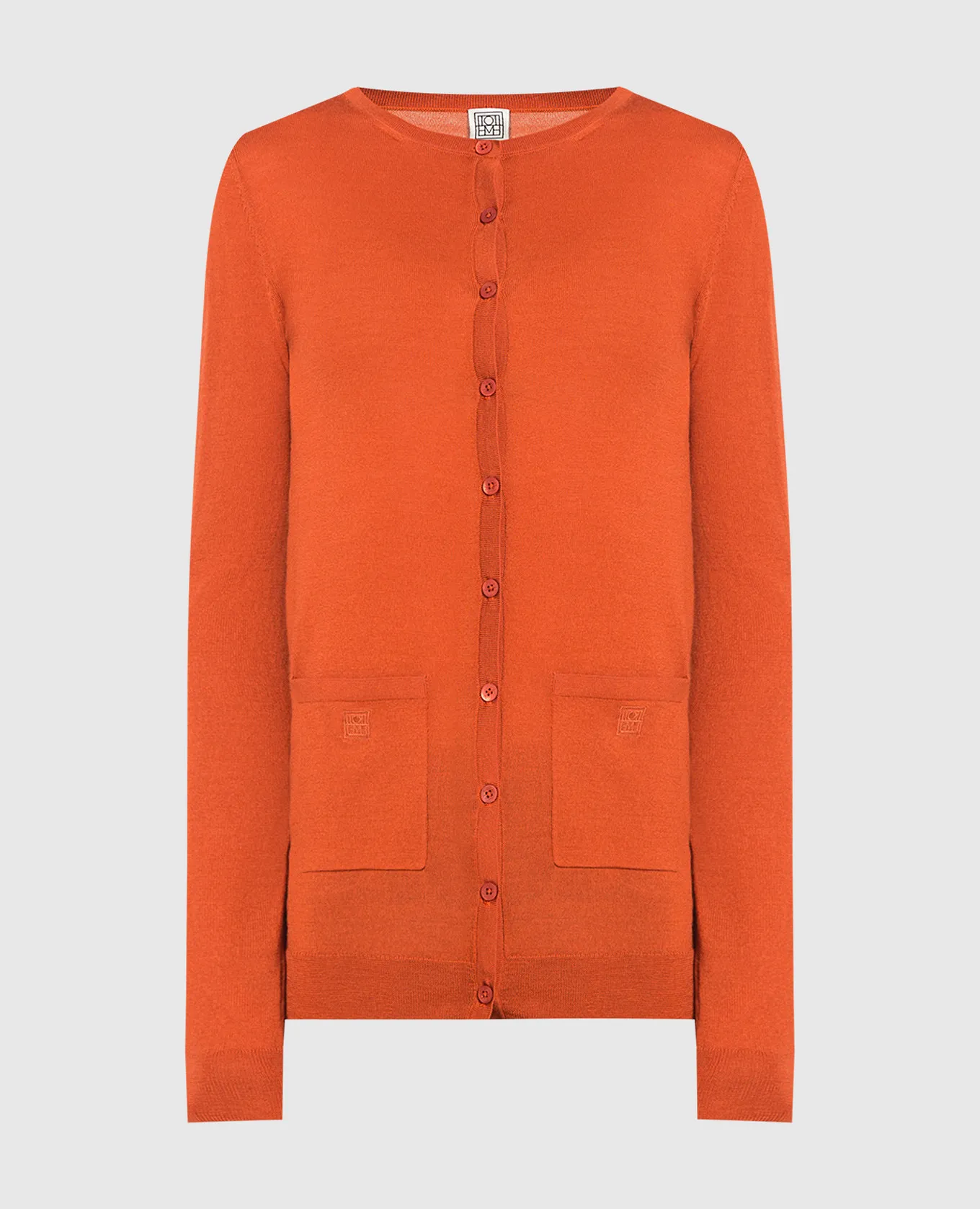 Toteme Terracotta wool cardigan with logo embroidery