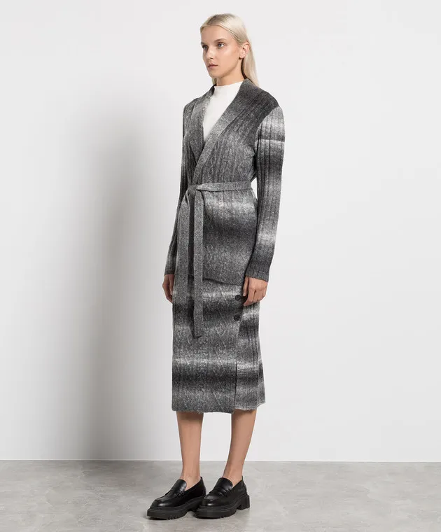 Twinset Gray cardigan with the effect of degrade into a textured pattern