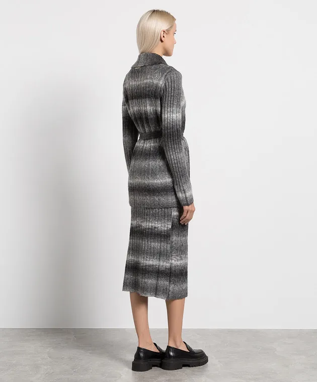 Twinset Gray cardigan with the effect of degrade into a textured pattern