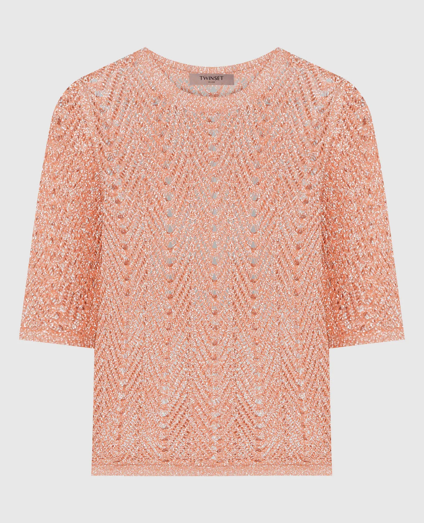 Twinset Orange openwork jumper with lurex