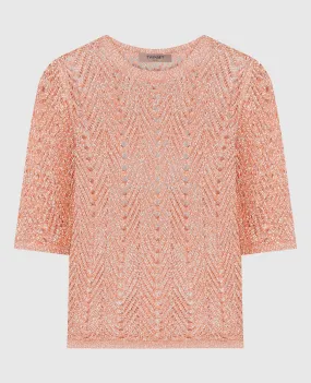 Twinset Orange openwork jumper with lurex