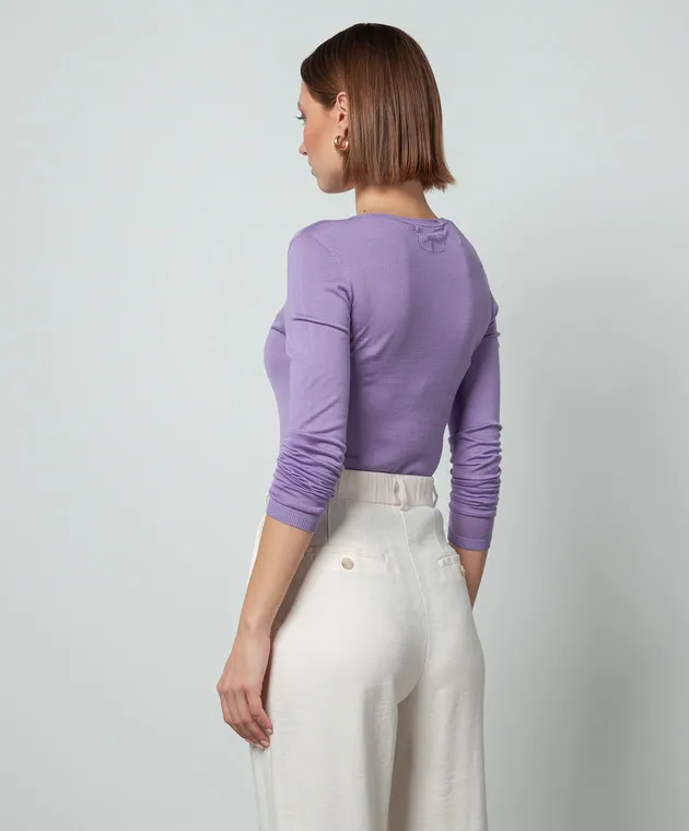 Twinset Purple silk jumper with logo pattern