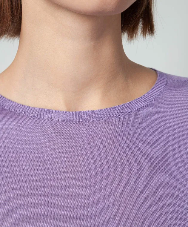 Twinset Purple silk jumper with logo pattern