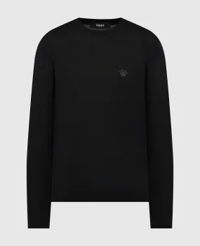 Versace Black wool, silk and cashmere jumper with Medusa embroidery