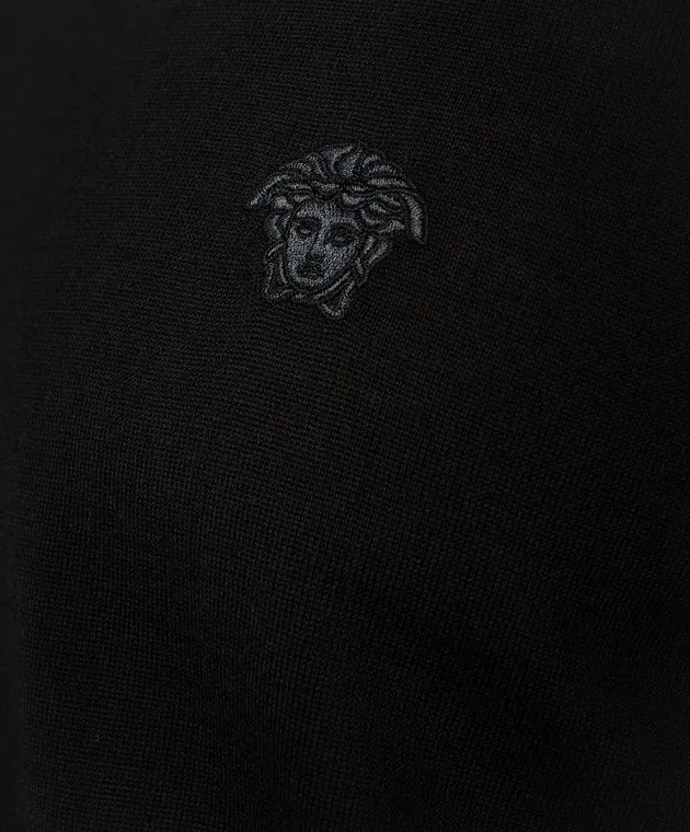 Versace Black wool, silk and cashmere jumper with Medusa embroidery