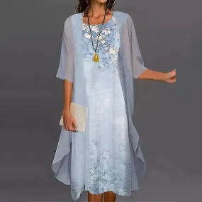 Vestido bohemio para mujer con vestido casual estampado floral Cardigan dos piezas tw