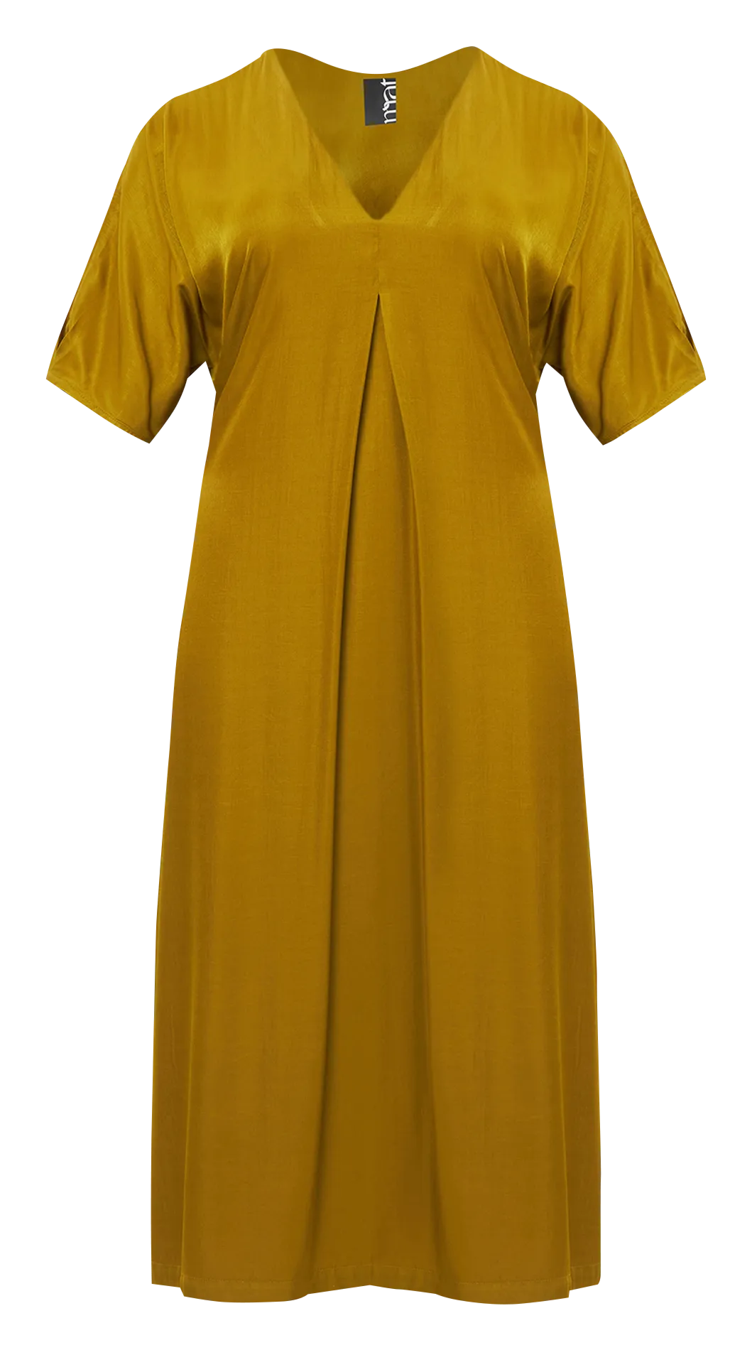 Vestido midi con cuello de pico en amarillo