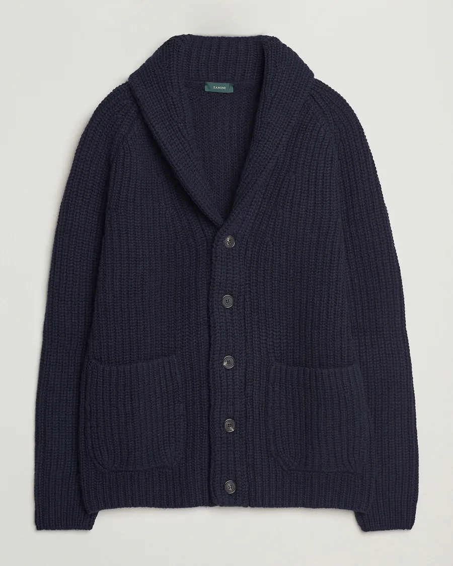 Zanone Shawl Collar Cardigan Navy